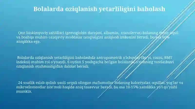 Oziqlanishning adekvatligini baholash 3