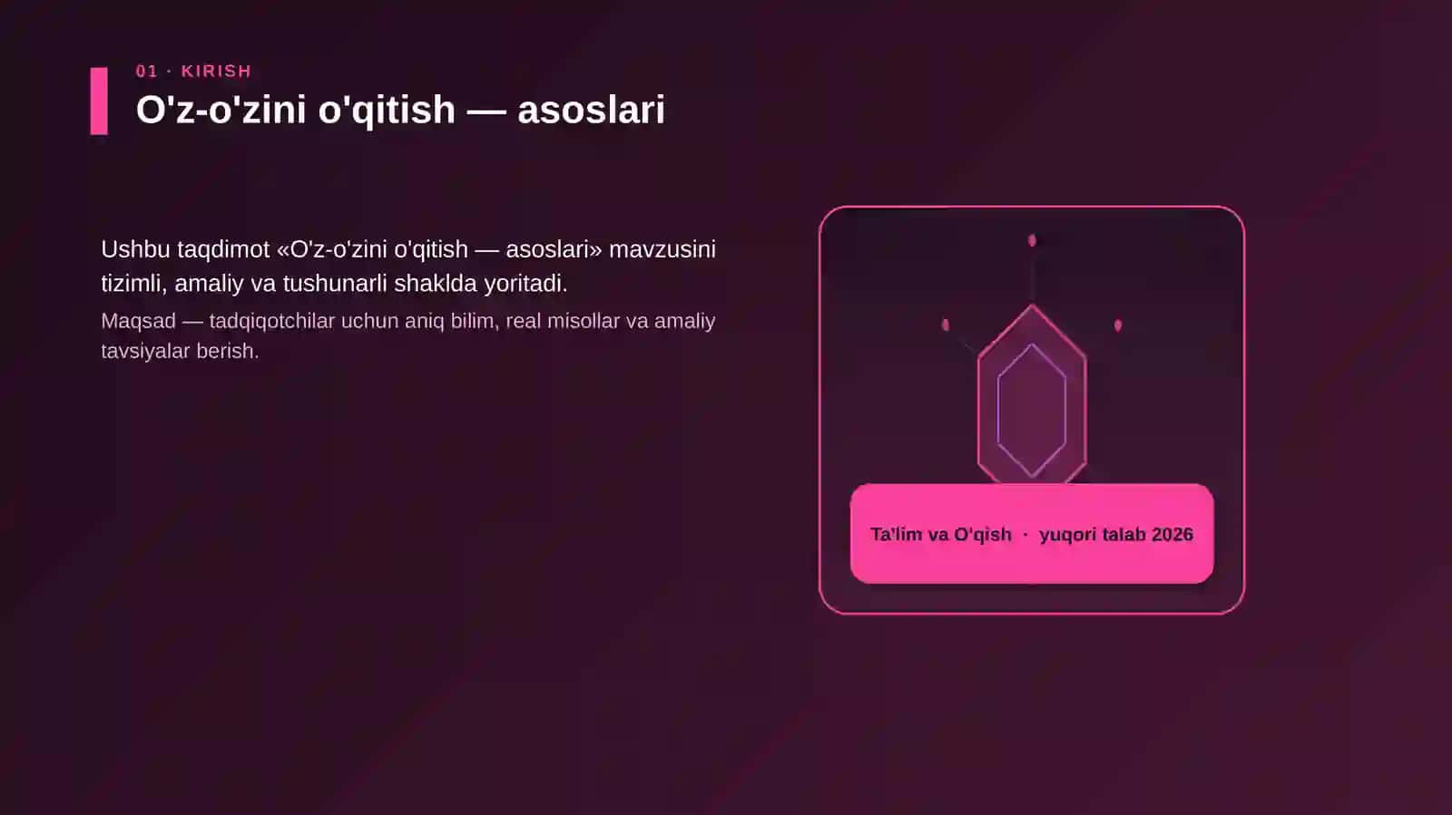 O'z-o'zini o'qitish - asoslari 3