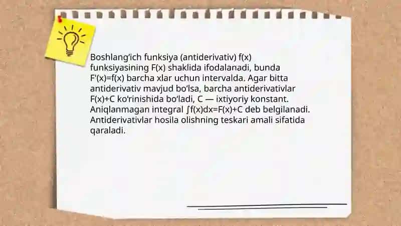 Boshlangʻich funksiya va aniqmas integral 3