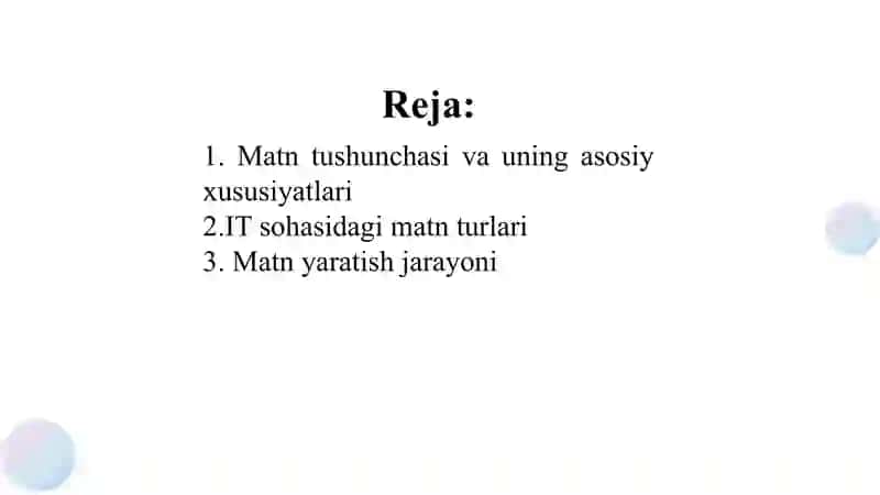 Matn va uning turlari. Matn hosil qiluvchi vositalar 3
