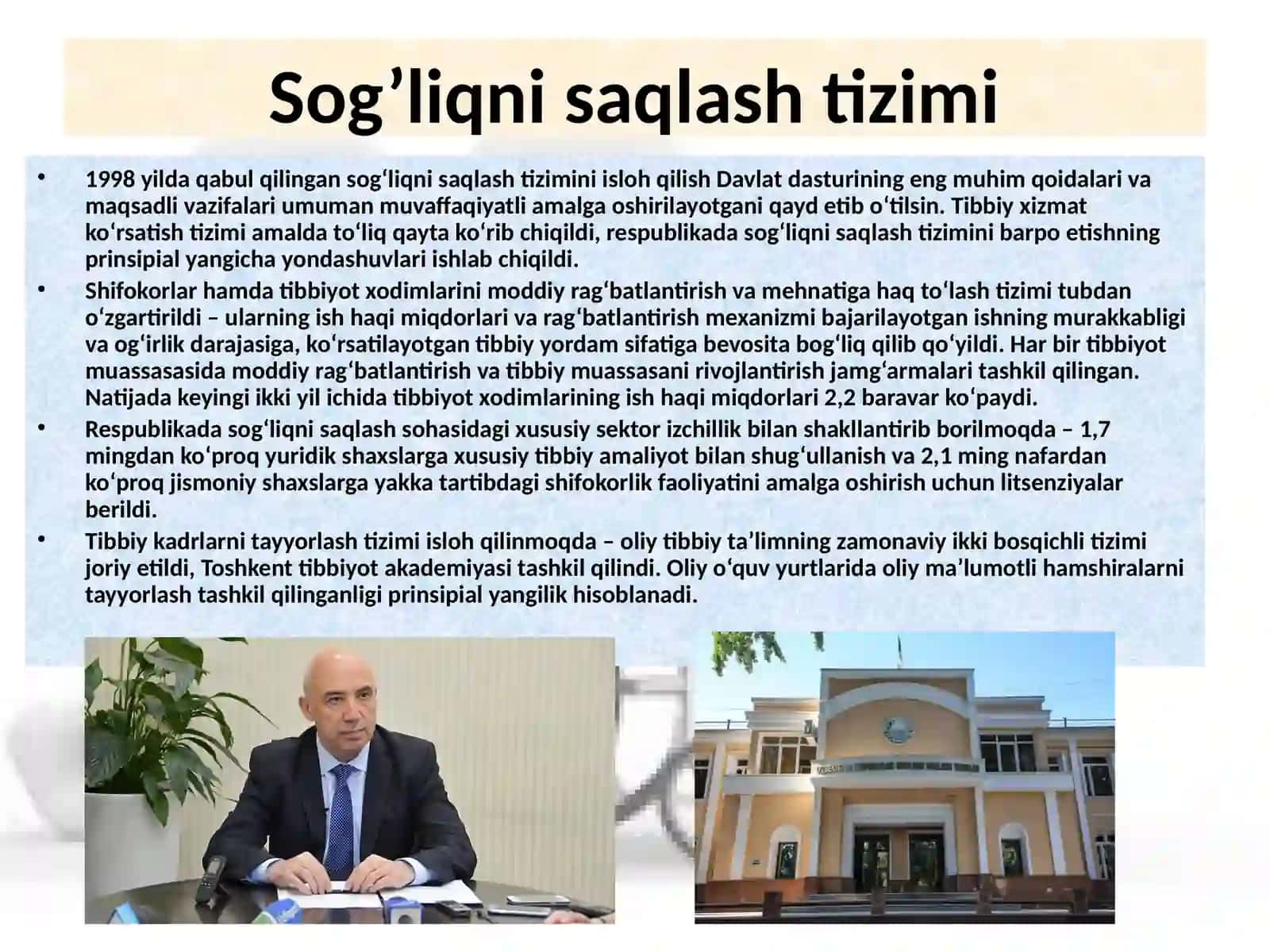 Sog‘liqni saqlash tizimida olib borilayotgan ishlash 3