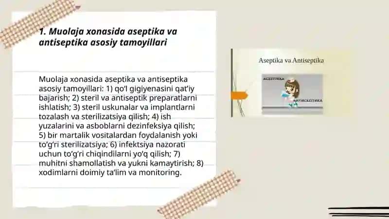 Muolaja xonasida oʻtkaziladigan aseptika va antiseptika qoidalari 3