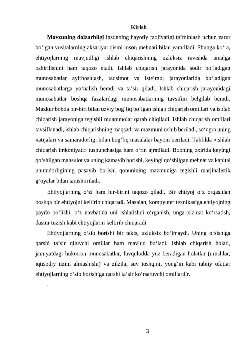 Ehtiyojlarning o'sib borish qonuni 3
