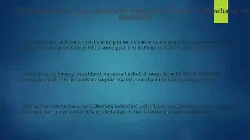 Oʻquv jarayonida taʼlim olganlikni tashxis etish 3