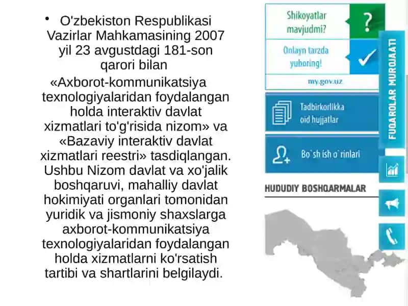 Elektron hukumat. Davlat boshqaruvida interaktiv xizmatlar 3