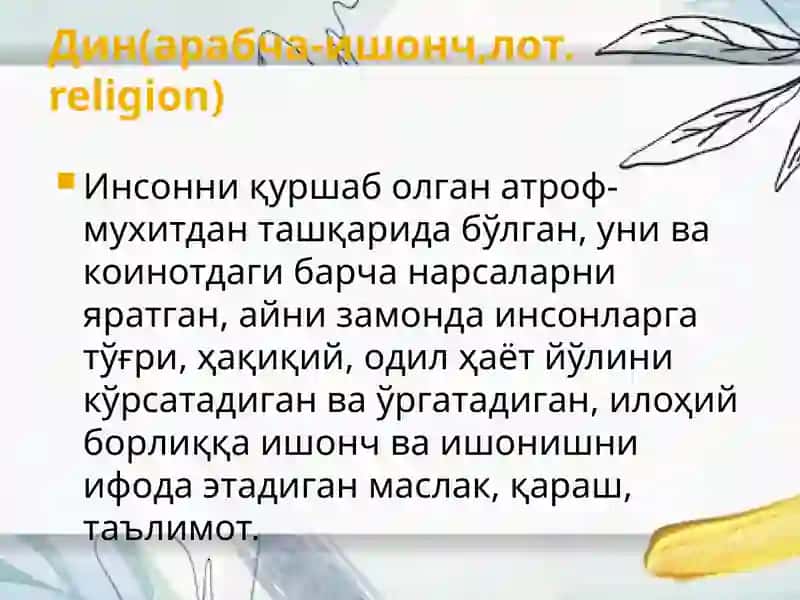 ДИНШУНОСЛИК ФАНИГА КИРИШ.ДИННИНГ  ИБТИДОИЙ ШАКЛЛАРИ 3