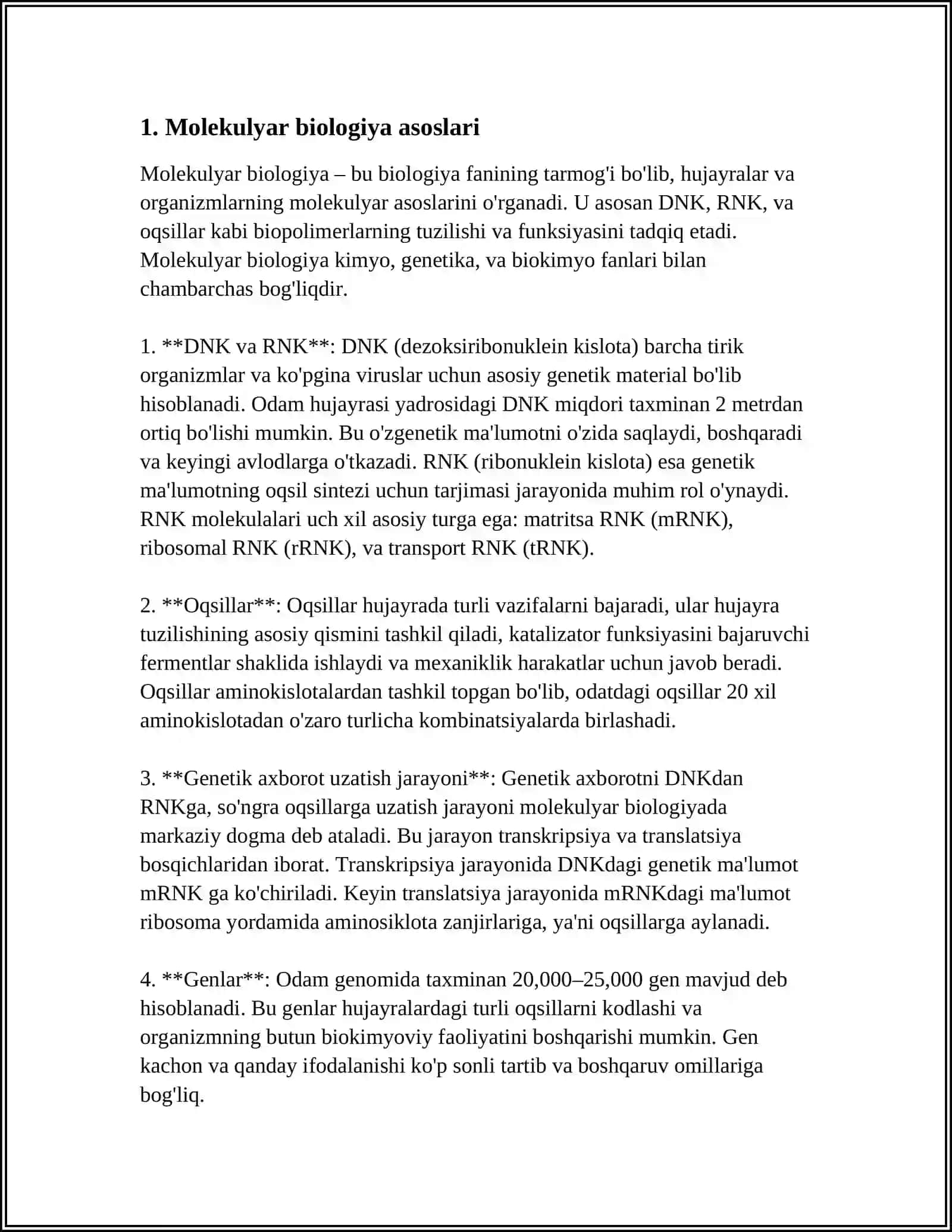 HAYOTNING MOLEKULYAR DARAJASI 3