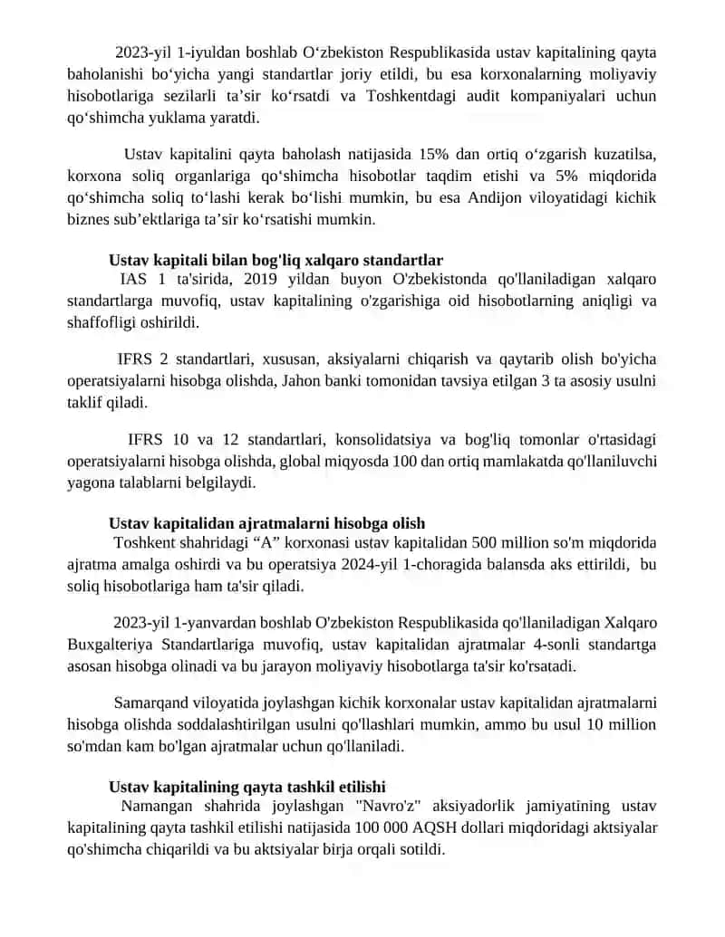 Ustav kapitali va uning o'zgarishi hisobi 3