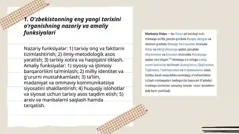 O'zbekistonning eng yangi tarixini o'rganish funksiyalari va tamoyillari 3