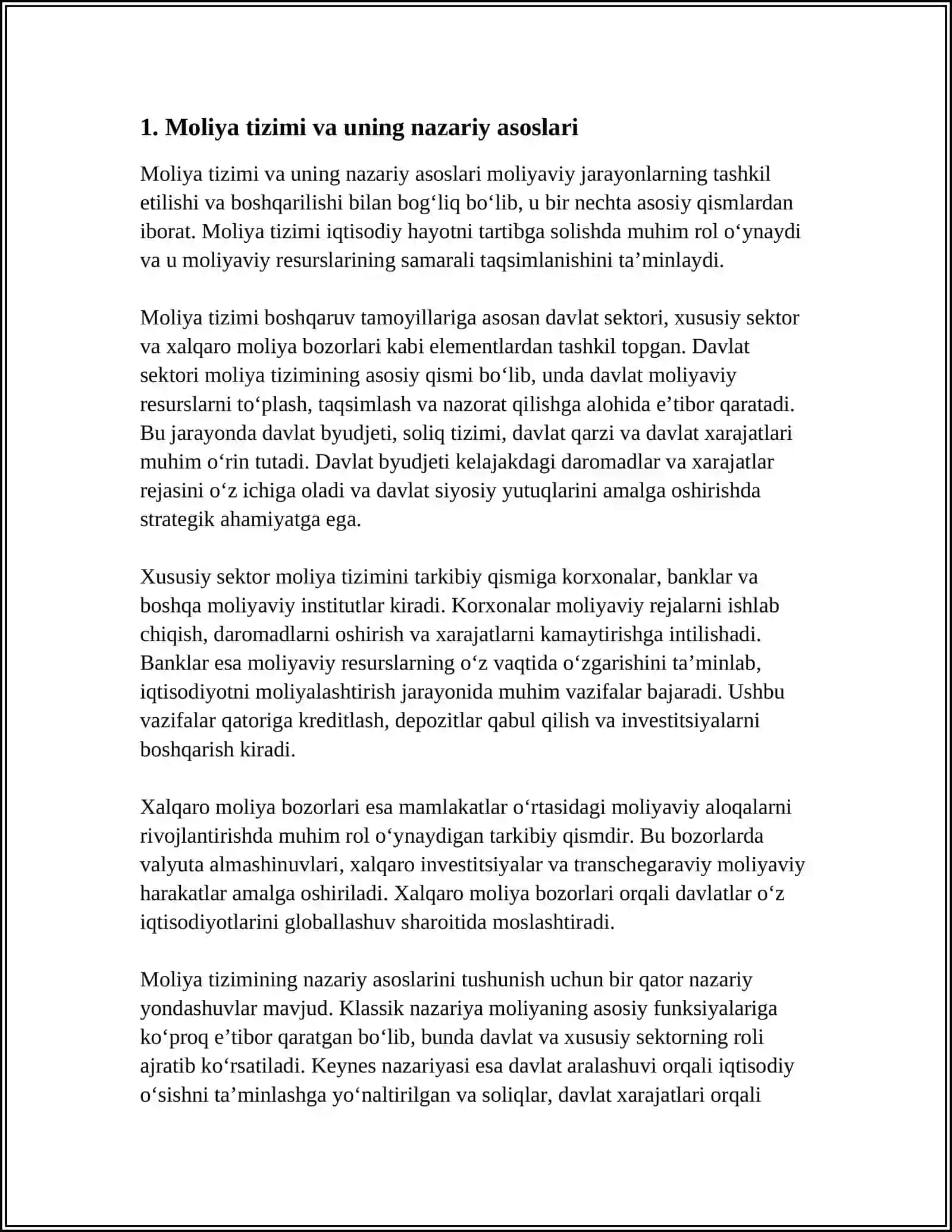 Moliya Tizimi va Funksiyalari 3