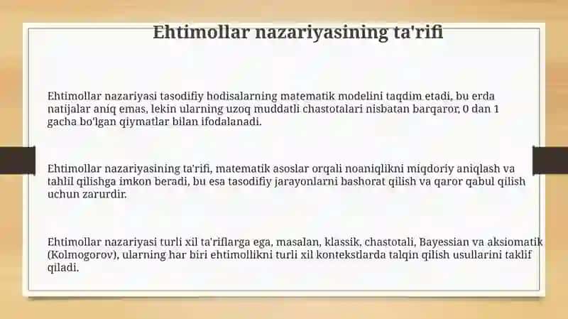 Ehtimollar nazariyasi talqini 3