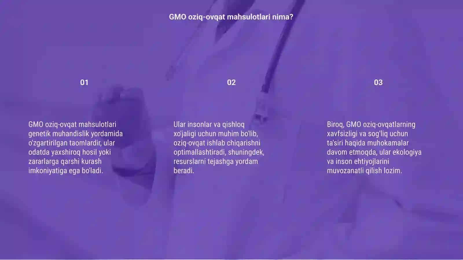 GMO oziq-ovqat mahsulotlarini oʻrganish 3
