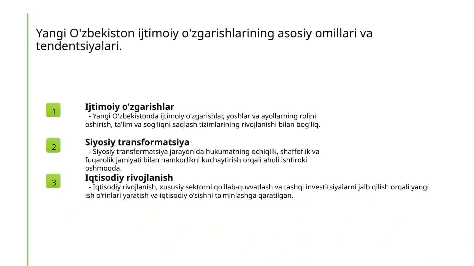 Yangi O'zbekiston ijtimoiy o'zgarishlari 3