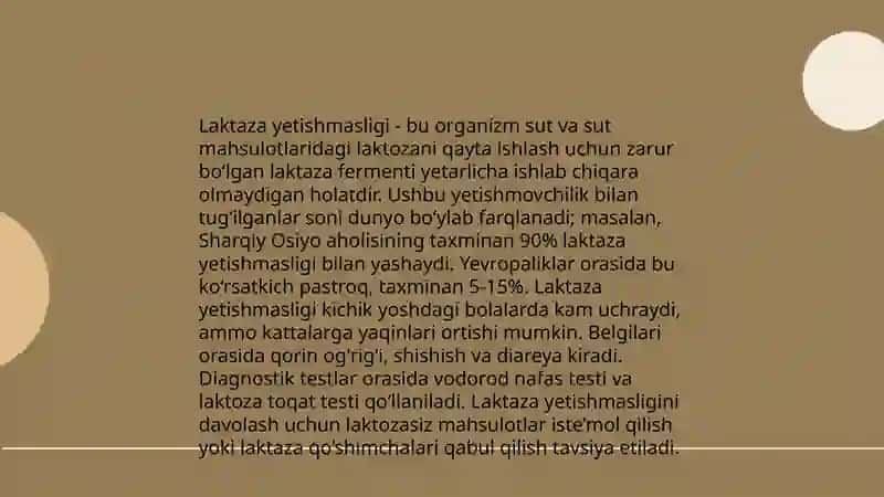 Laktaza yetishmasligi 3