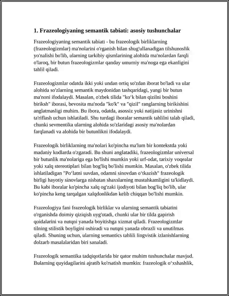 FRAZEOLOGIYA. IBORAKARNING SEMANTIK TABIATI 3