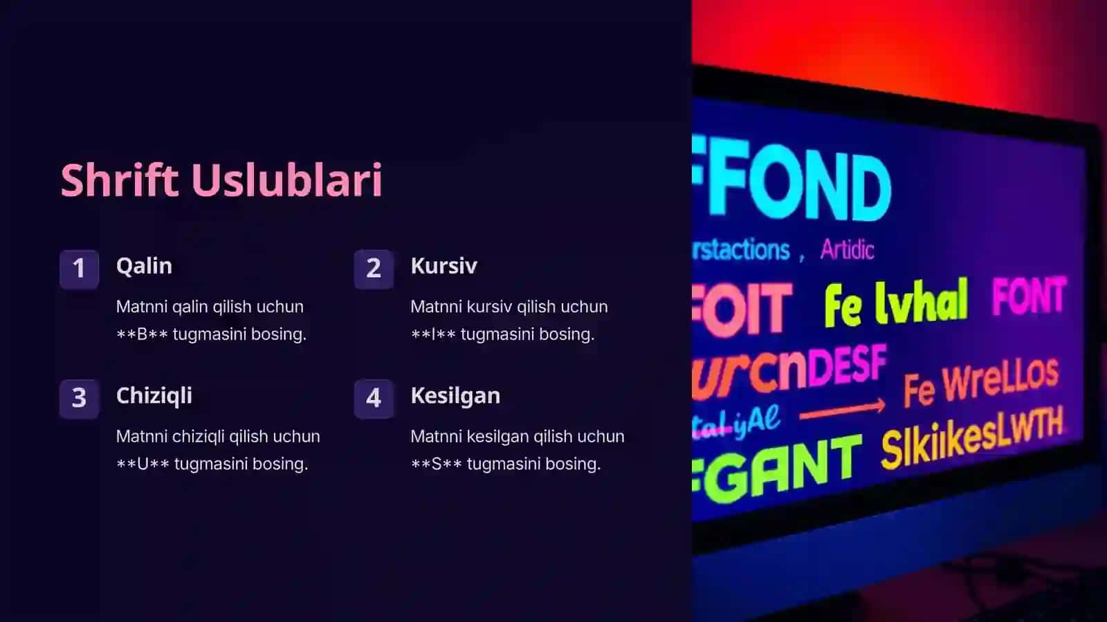Shriftlar bilan ishlash Photoshop 7 da 3