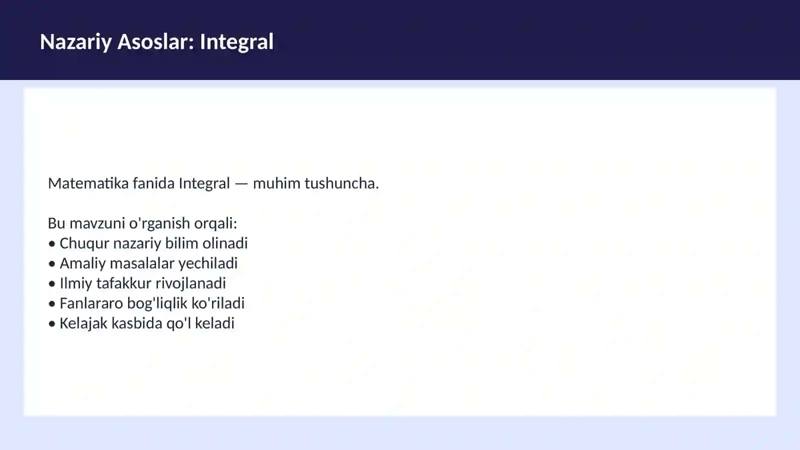 MATEMATIKA Limitlar O'qituvchilar va talabalar uchun dars ishlanma 3
