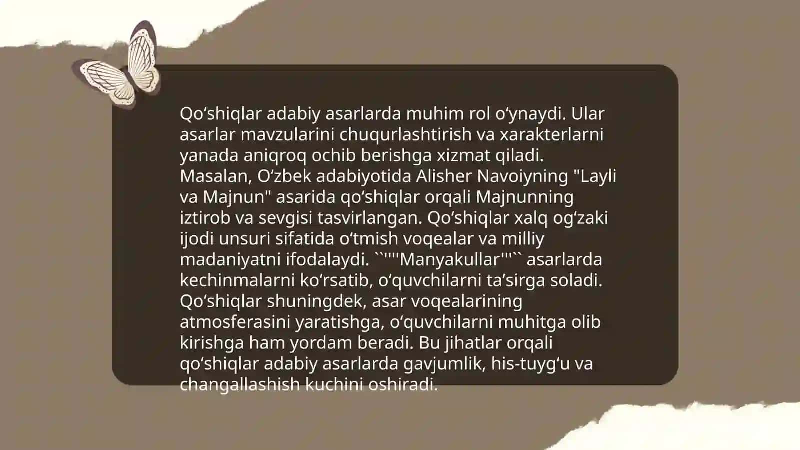 Qoʻshiqlarning badiiy adabiyotdagi oʻrni 3