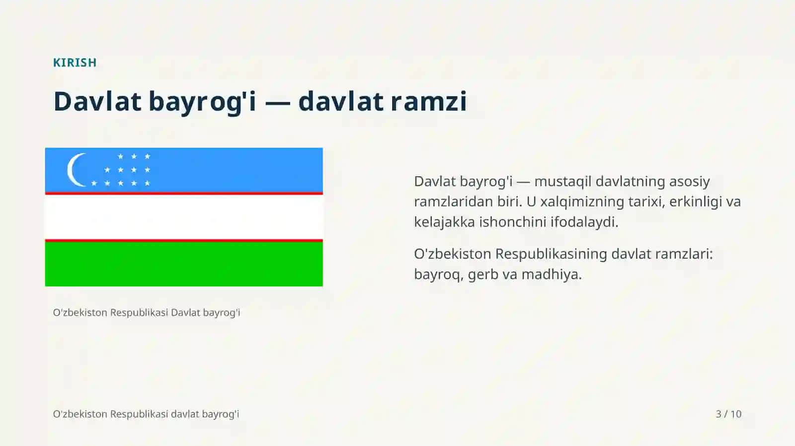 O'zbekiston Respublikasi davlat bayrog'i 3