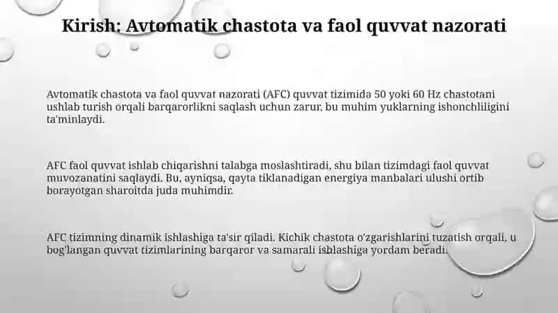 Avtomatik chastota va faol quvvat nazorati (AFC) 3