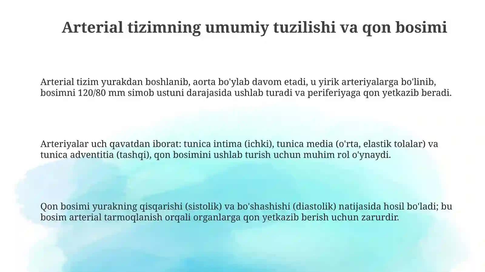 Arteriyalarning tarqalish qonuniyatlari 3