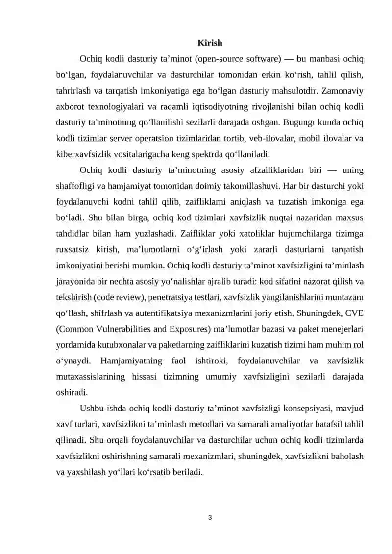 Ochiq kodli dasturiy ta’minot xavfsizligi 3