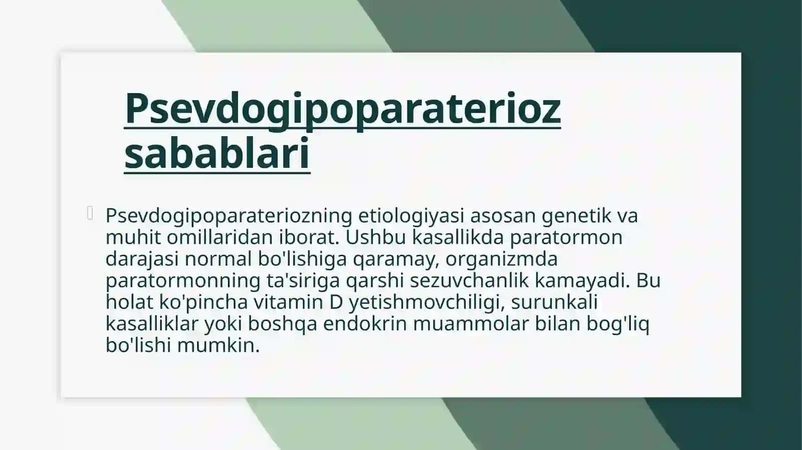 Psevdogipoparaterioz etiologiyasi, patogenezi, klinikasi, davolash usullari 3