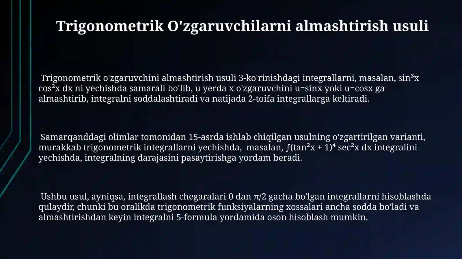 Trigonometrik Funktsiyalarni Integrallash 3