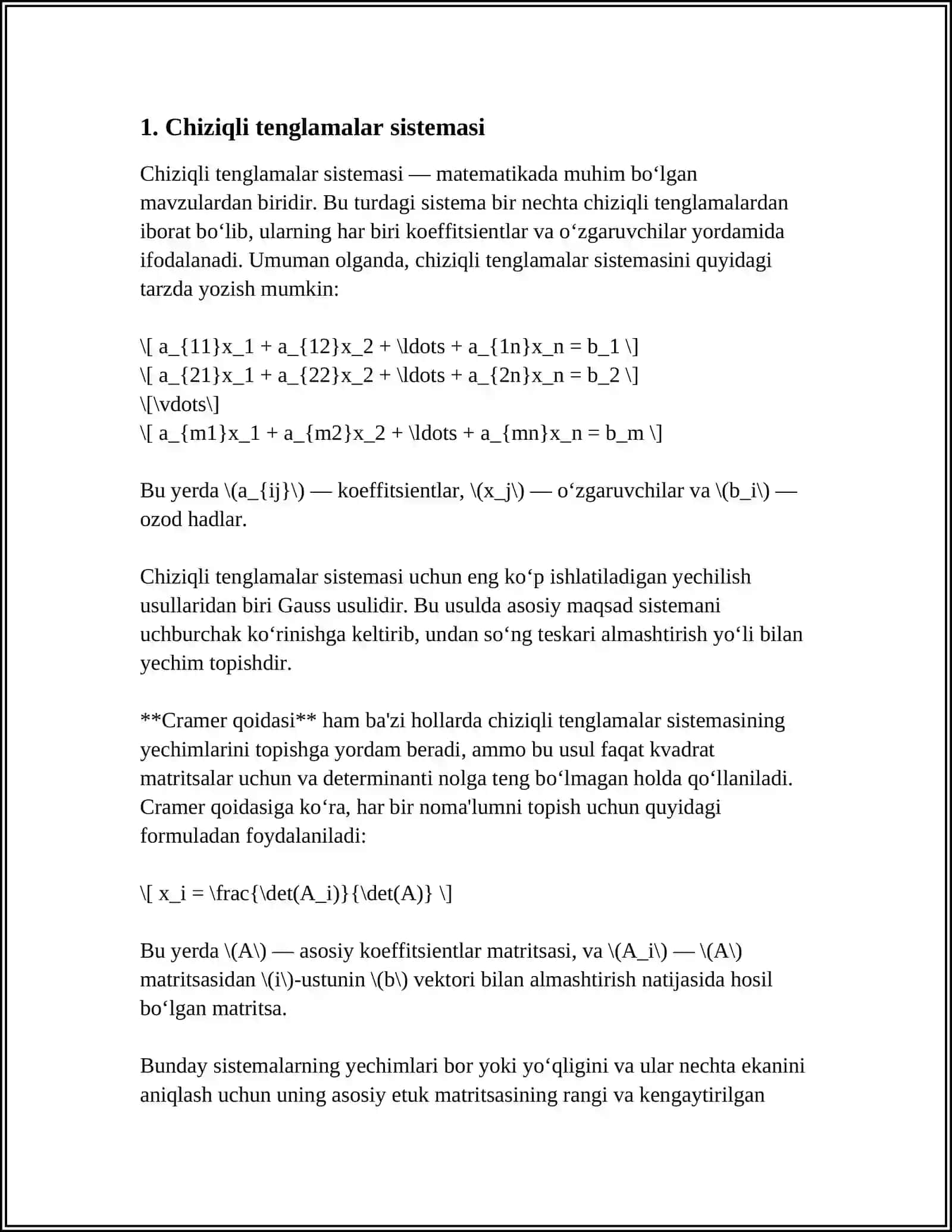 CHIZIQLI TENGLAMALAR SISTEMASI 3