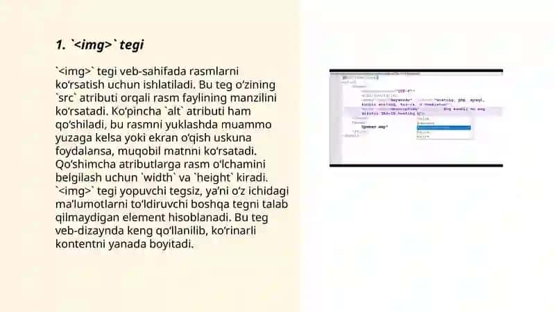 HTML tilida rasmlar hosil qilish teglari 3