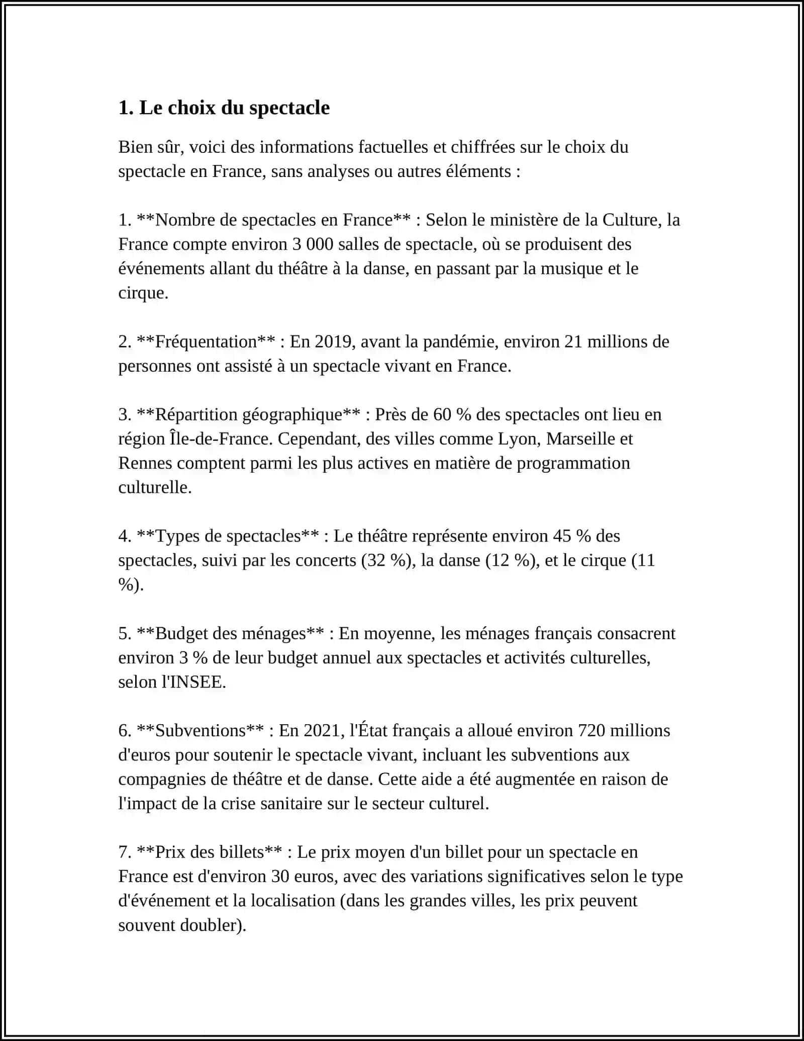 ECRIRE SON AVIS SUR UN SPECTACLE FRANCAIS 3