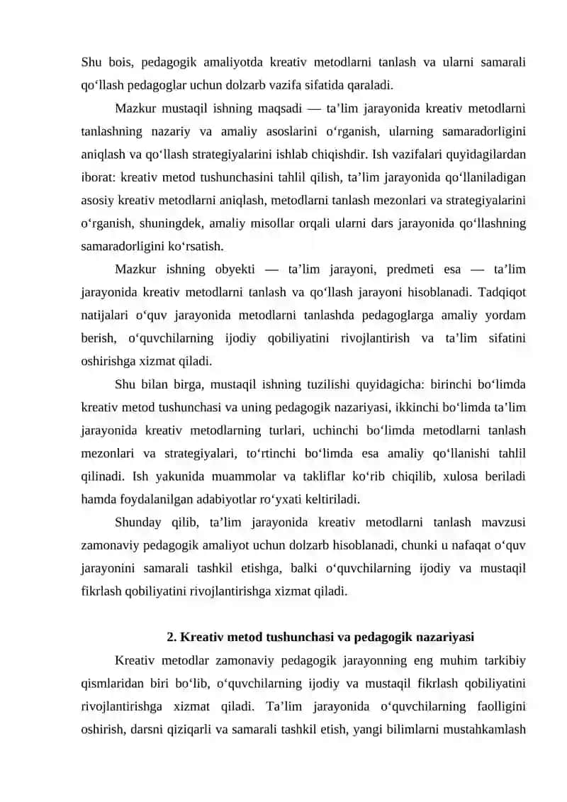 Ta'lim jarayonida kreativ metod tanlash 3