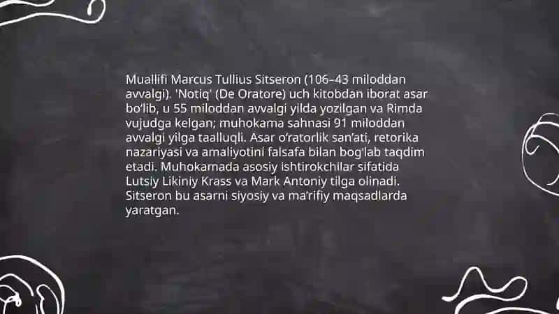 Sitseronning "Notiq" asarini oʻqib oʻrganish 3