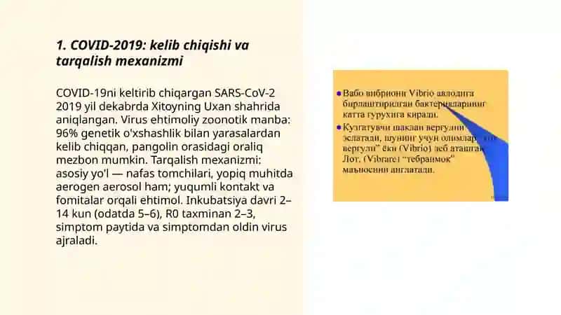 COVID-2019: kelib chiqishi va tarqalish mexanizmi 3