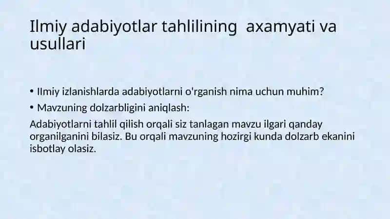 Ilmiy Adabiyotlar Tahlili 3