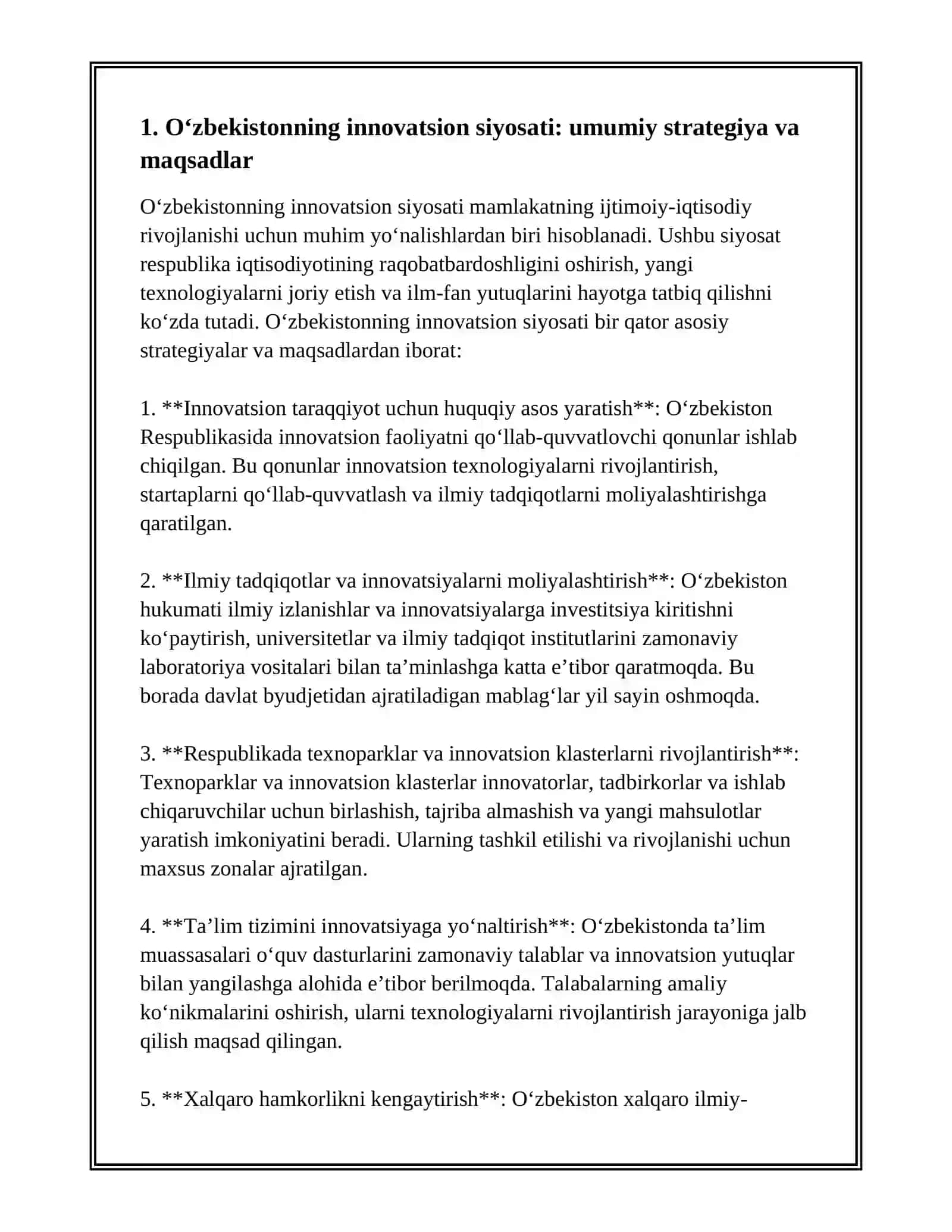 OʻZBEKISTONNING INAVATSION SIYOSATI 3