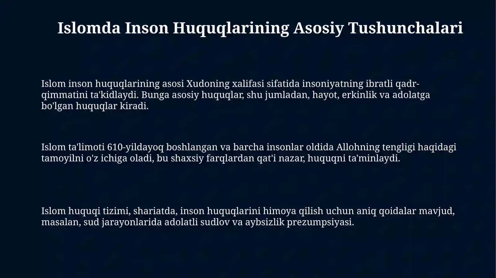 Islomda Inson Huquqlari va Adolat 3