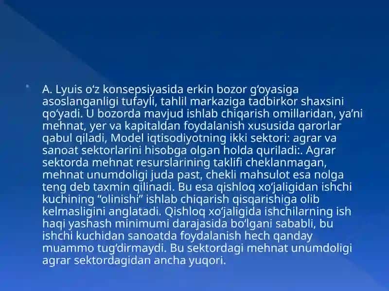A.Lyuisning iqtisodiy o'sish modeli 3