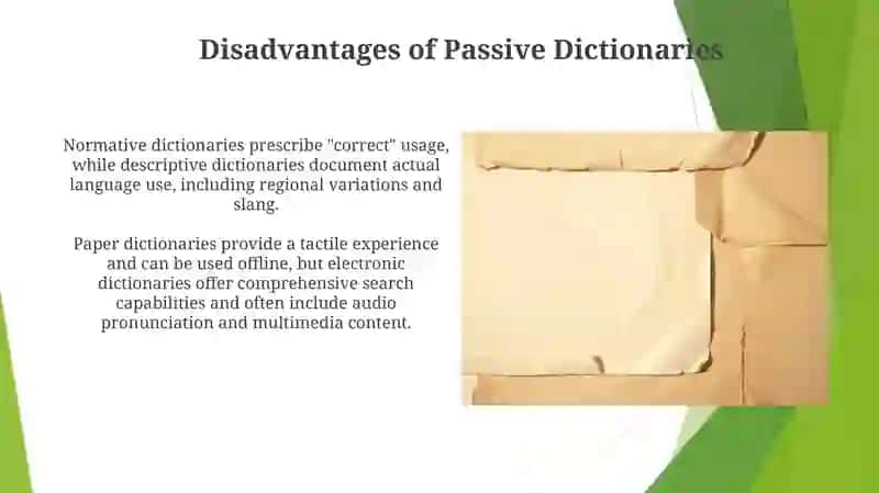 Active and Passive Dictionaries 3