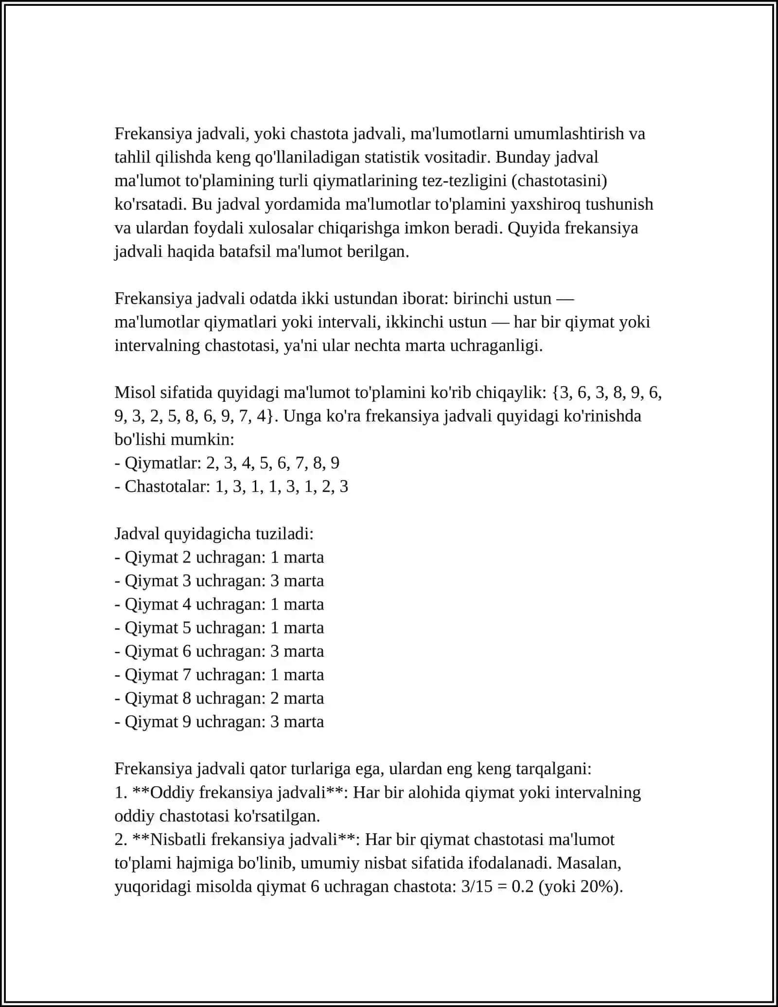 Frekansiya jadvali va grafiklar 3