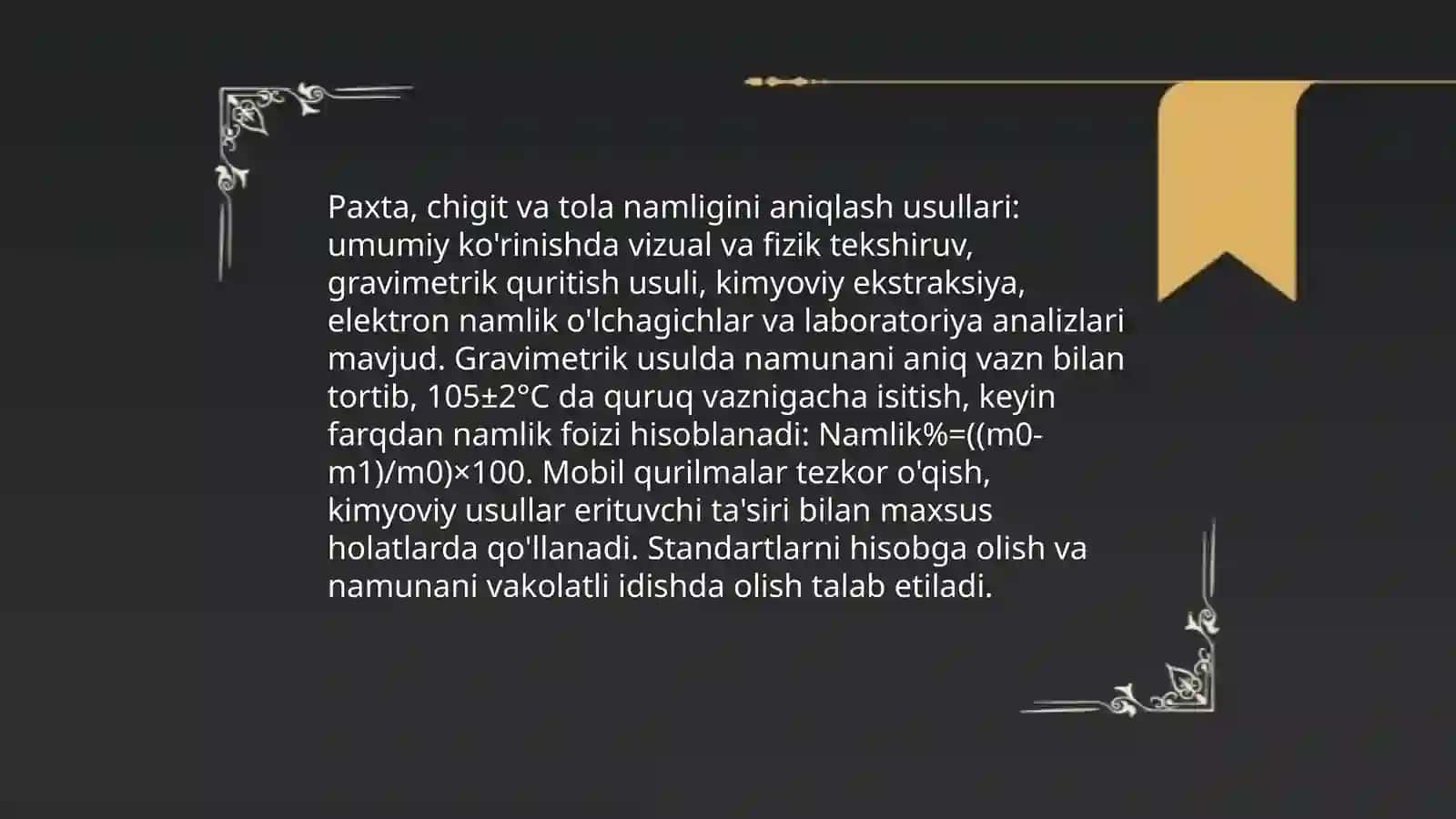 Paxta, chigit va tola namligini aniqlash 3