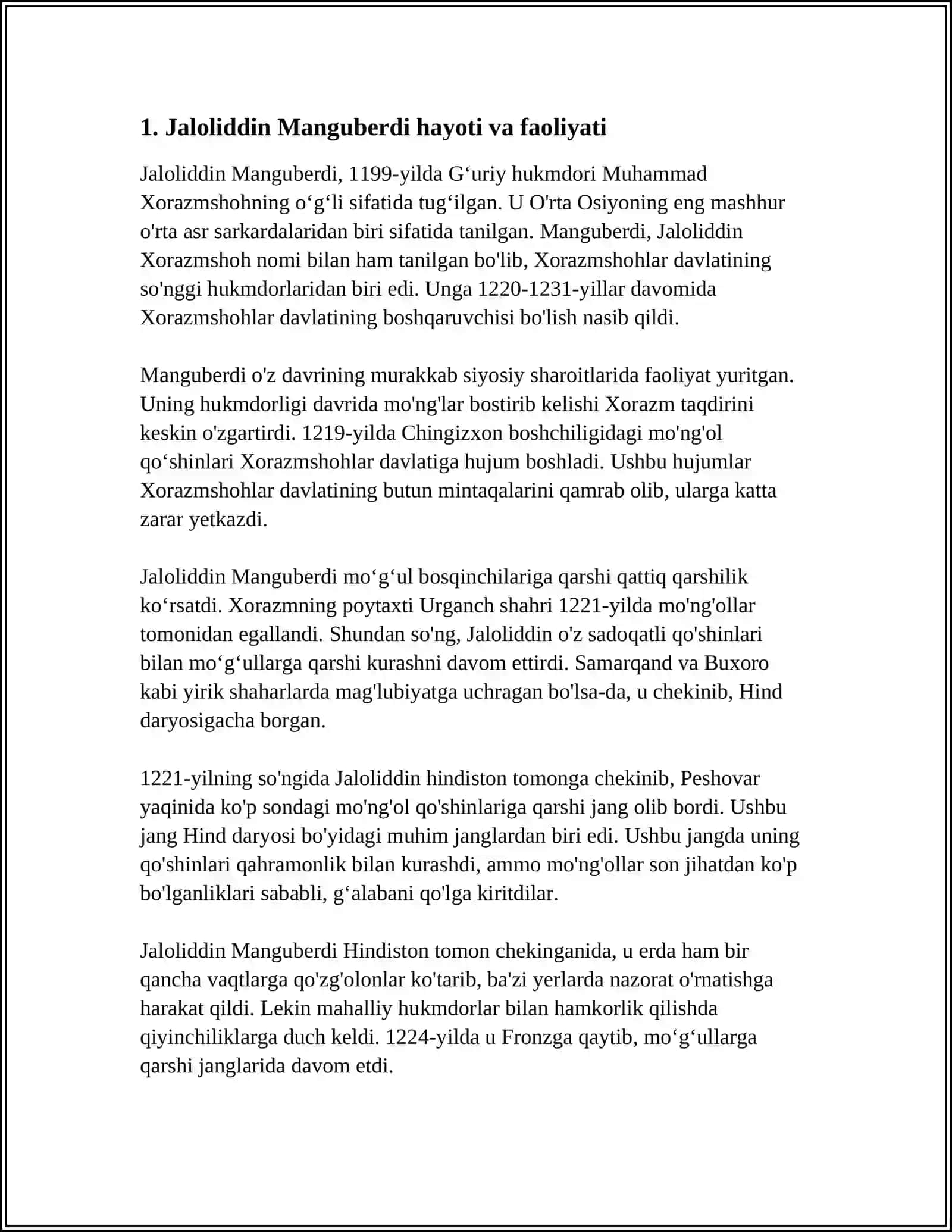 JALOLIDDIN MANGUBERDI-WATAN QORGAWSHISI 3