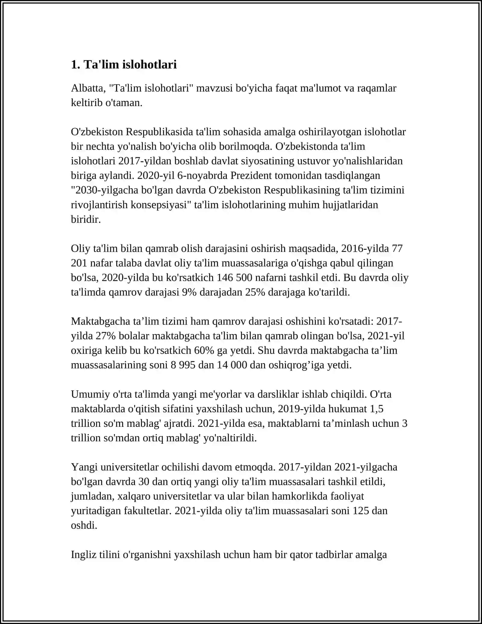 O'ZBEKISTON RESPUBLIKASI TA'LIM TIZIMI 3