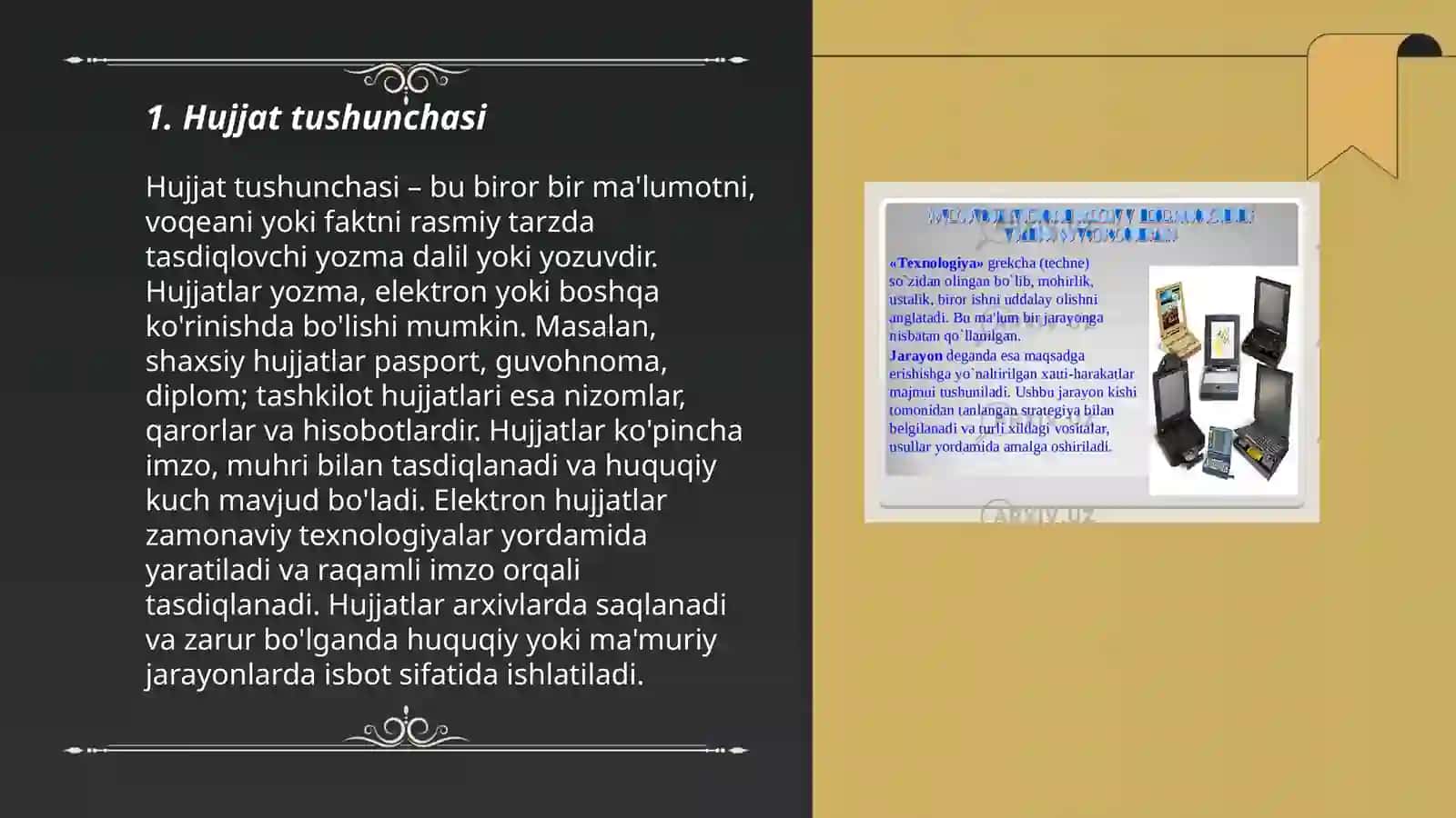 Hujjat turlari va xususiyatlari 3