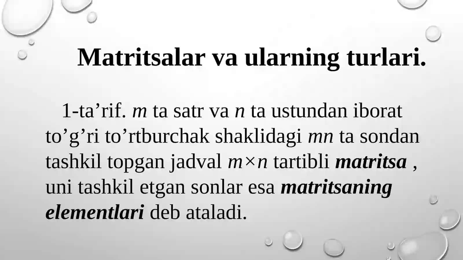 Matritsa va uning ustida amallar 3