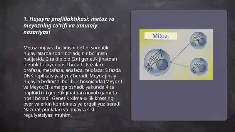 Hujayra profillaktikasi metoz va meyoz 3