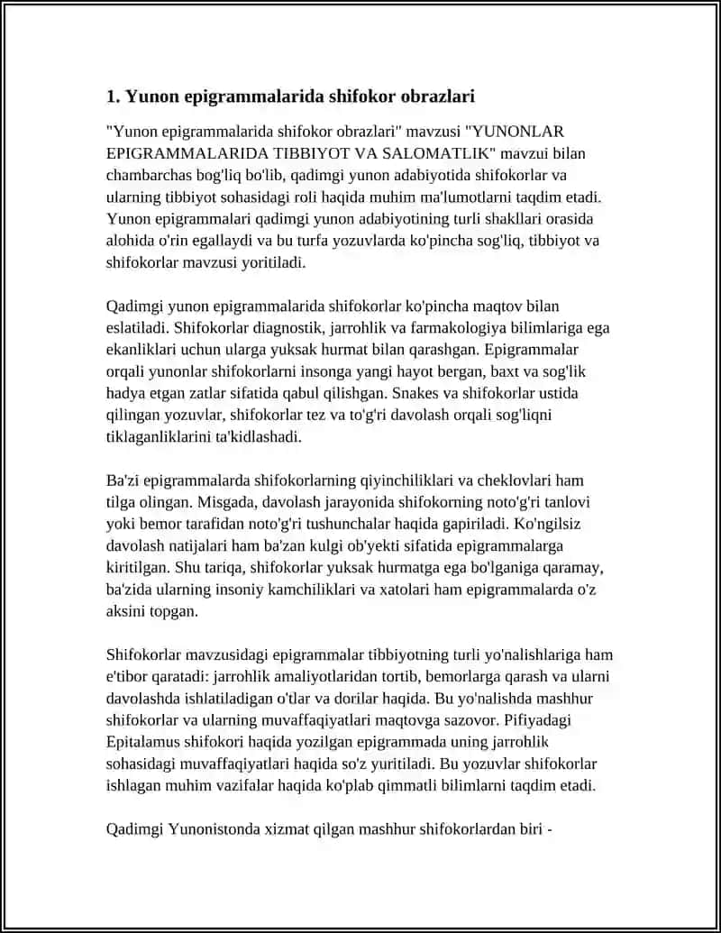 Yunon Epigrammalarida Tibbiyot va Salomatlik 3