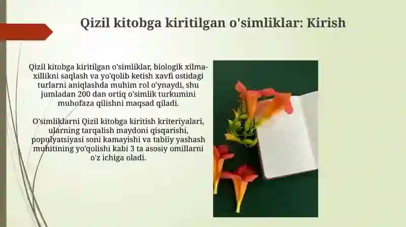 Qizil kitobga kiritilgan o'simliklar 3
