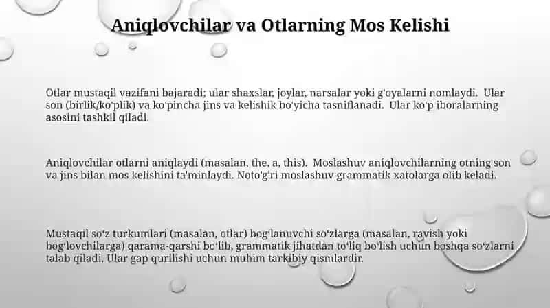 Shevalarda mustaqil so'z turkumlariga xos xususiyatlar 3