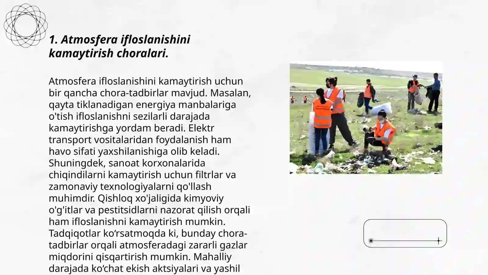Atmosfera ifloslanishini kamaytirish choralari 3